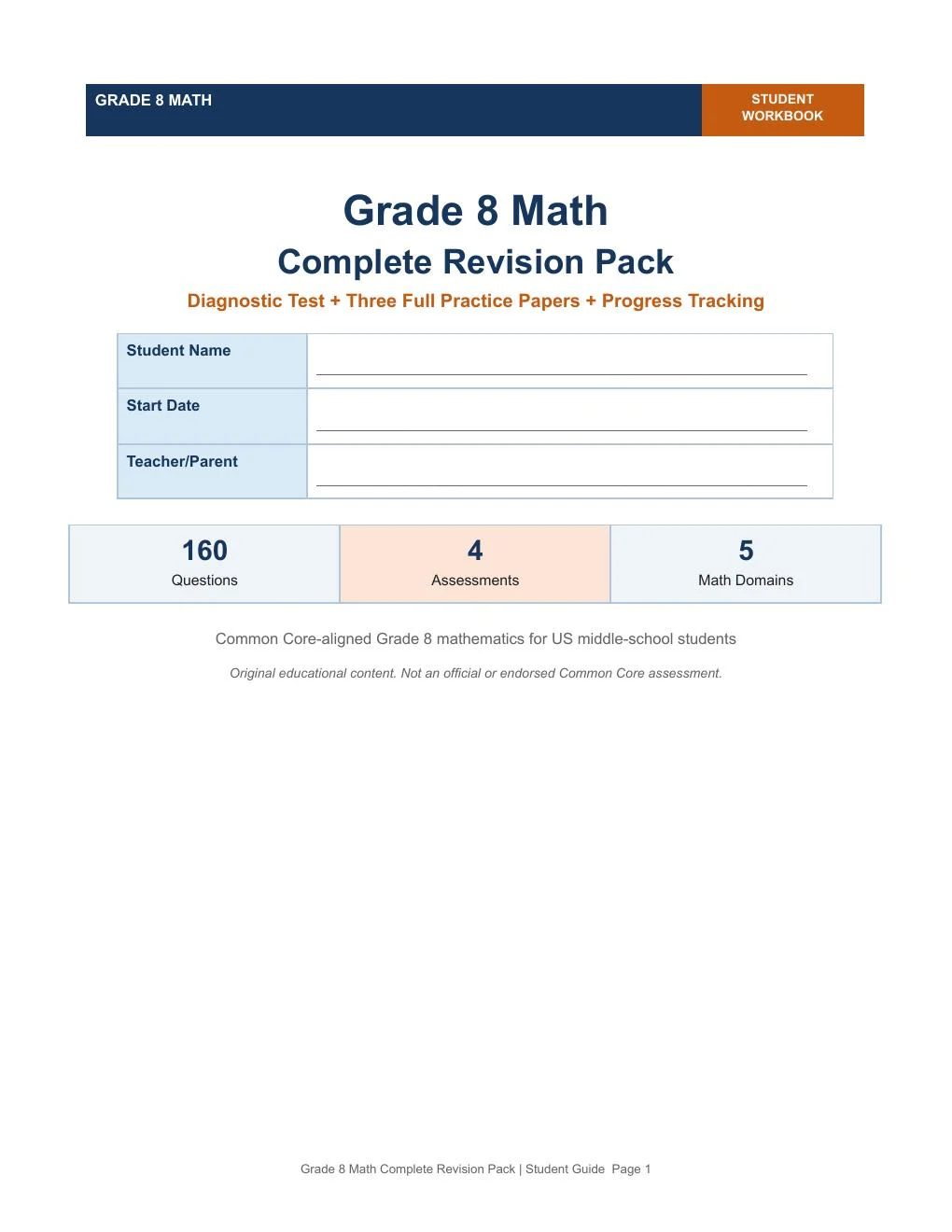 Grade 8 revision pack preview page 1
